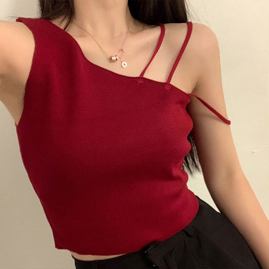 Stylish Slanted Shoulder Crop Top