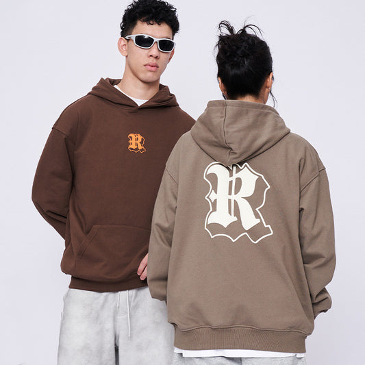 Loose R-Print Sports Hoodie