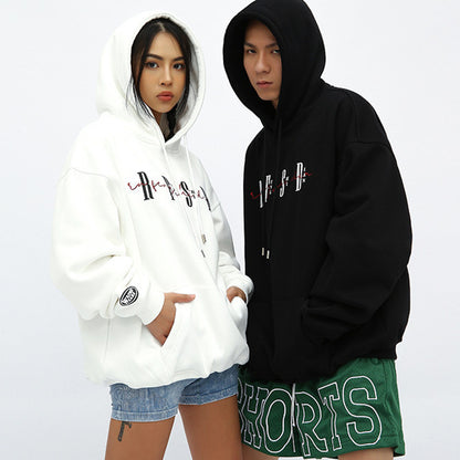 Loose Polar Fleece Hooded Sweatshirt