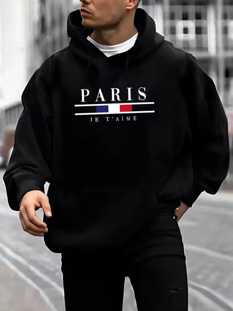 Graphic Long Sleeve Loose-Fitting Hoodie